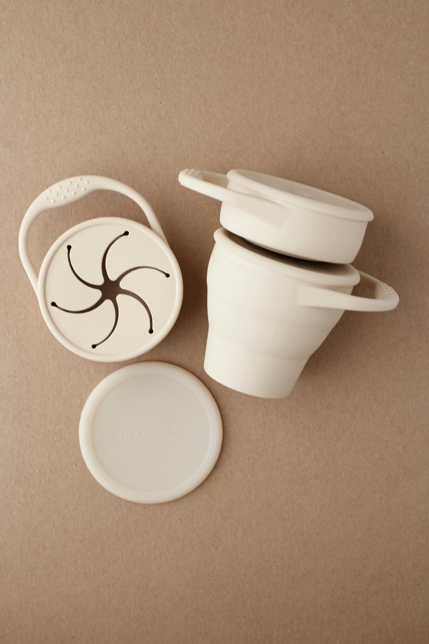 Foldable Silicone Snack Cup - Creme
