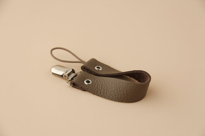 Leather Pacifier Holder - Dark Oak