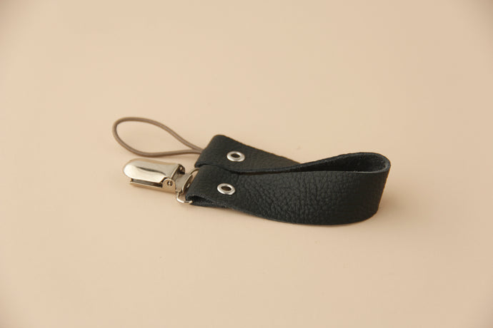 Leather Pacifier Holder - Black