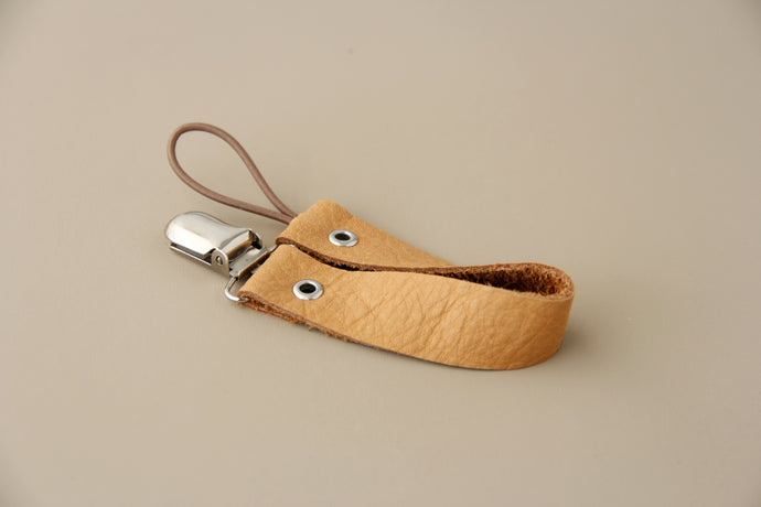 Leather Pacifier Holder  - Kaki