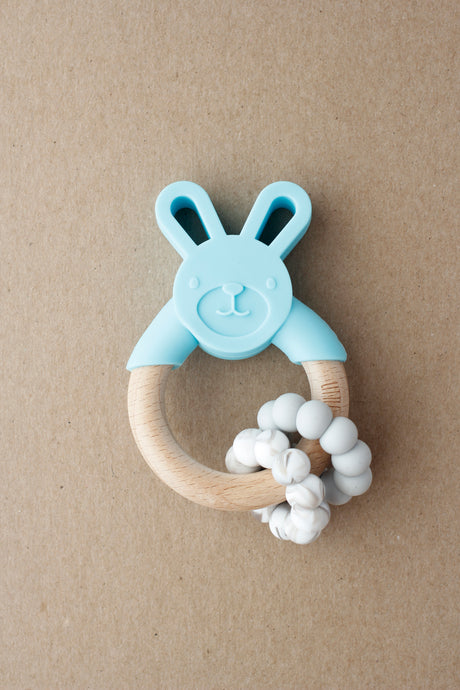 Silicone Bunny Teether - Blue